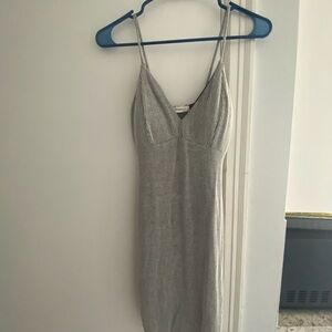 Gray Ribbed Sleeveless Dress